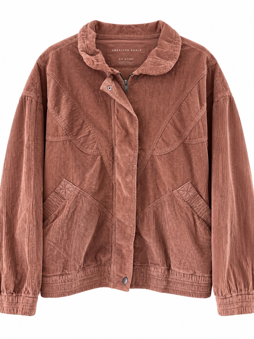 American Eagle Outfitters Corduroy Utility Jacket in Rusty Brown